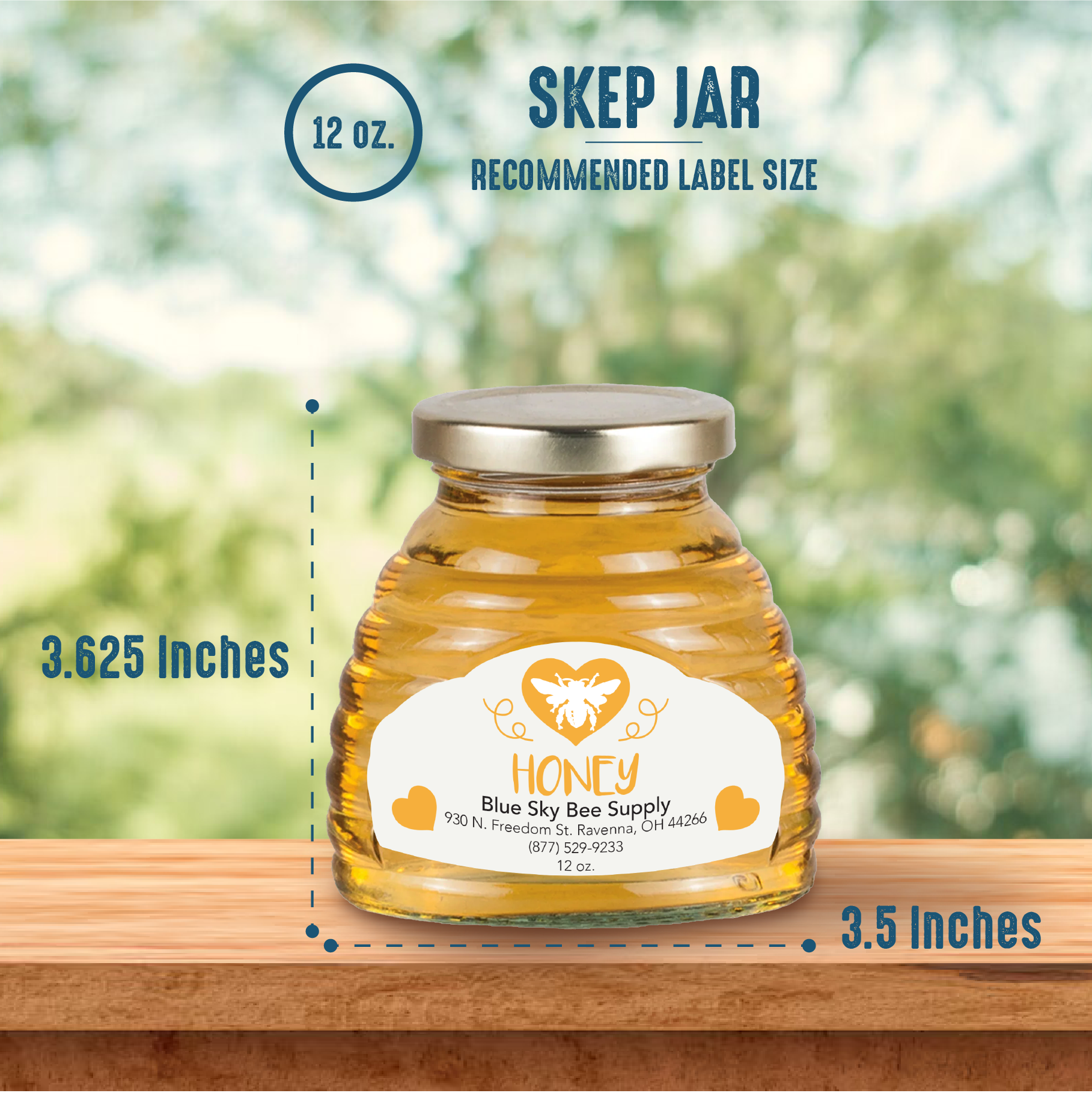 12 oz. wt. Glass Skep (hive) Jars Pallet of 130 cases of 12/NO Caps