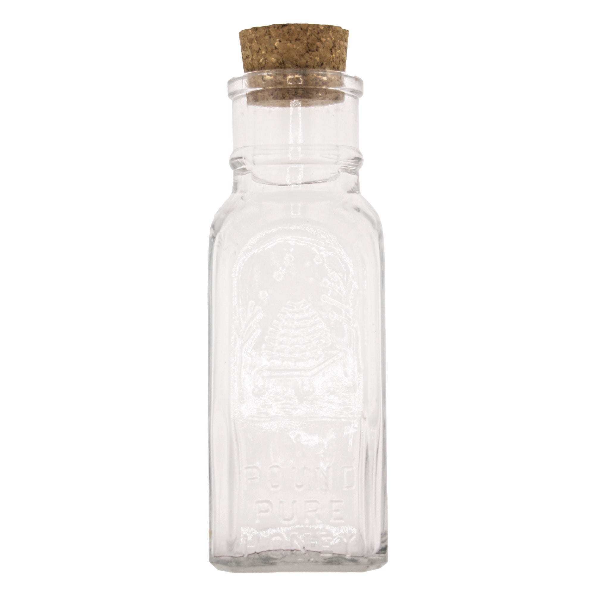 Clear Glass Historic Square Muth Jar with Cork 1 lb (12 Pack)