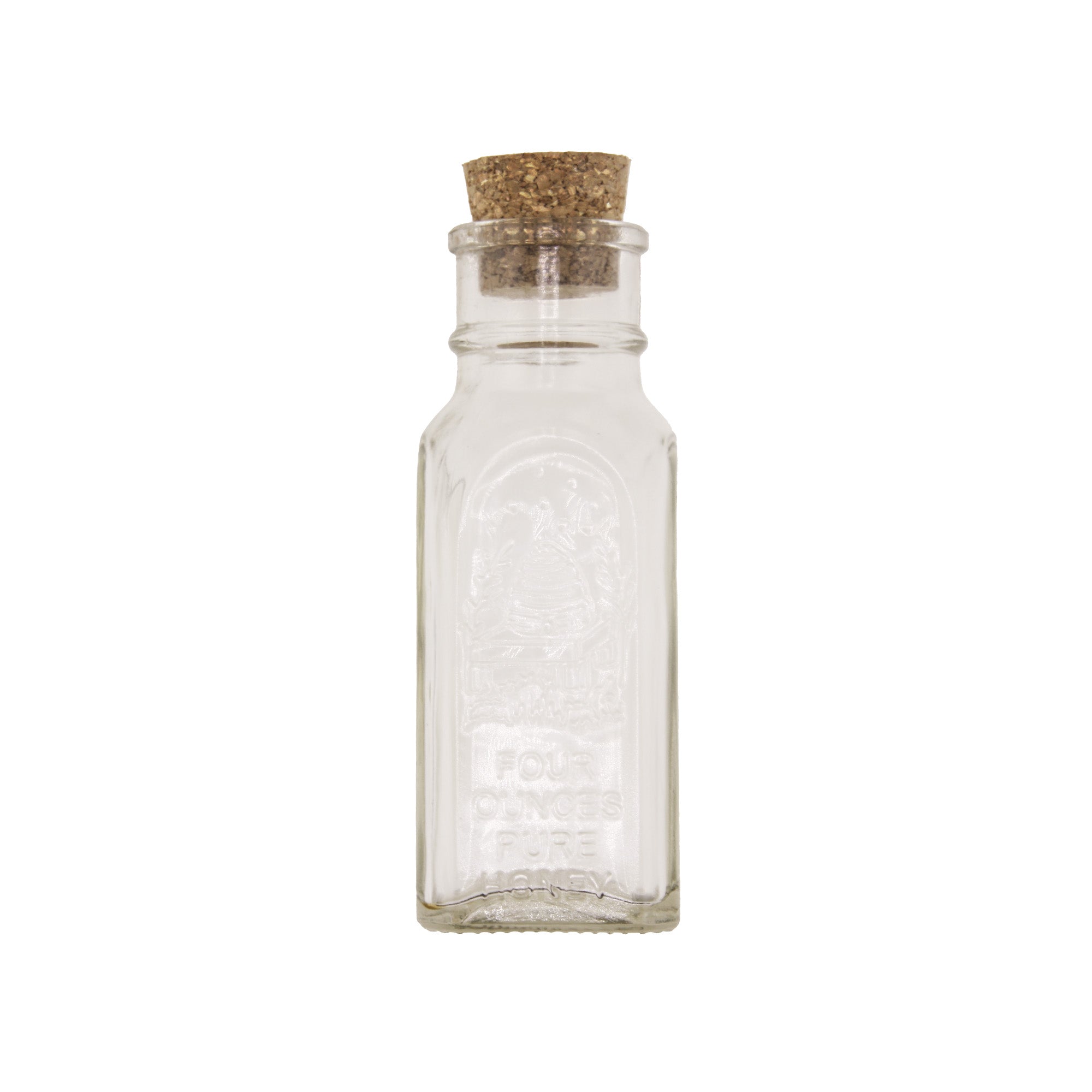 Clear Glass Historic Square Muth Jar with Cork 4 oz (36 Pack)