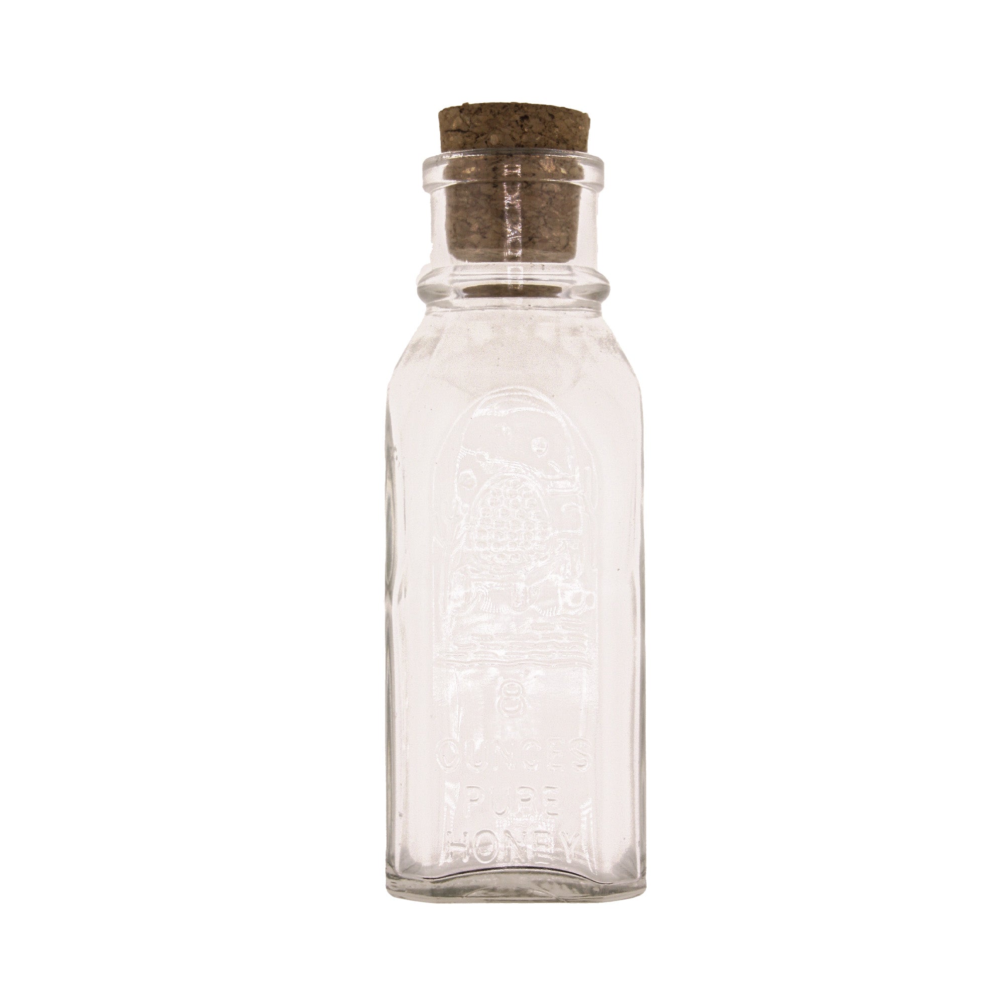 Clear Glass Historic Square Muth Jar with Cork 8 oz (12 Pack)