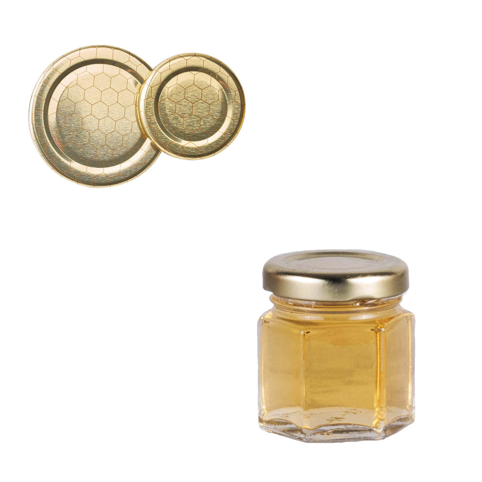 Clear Glass Hexagon (Hex) Jar with Lid 1.5 fl oz (24 Pack)