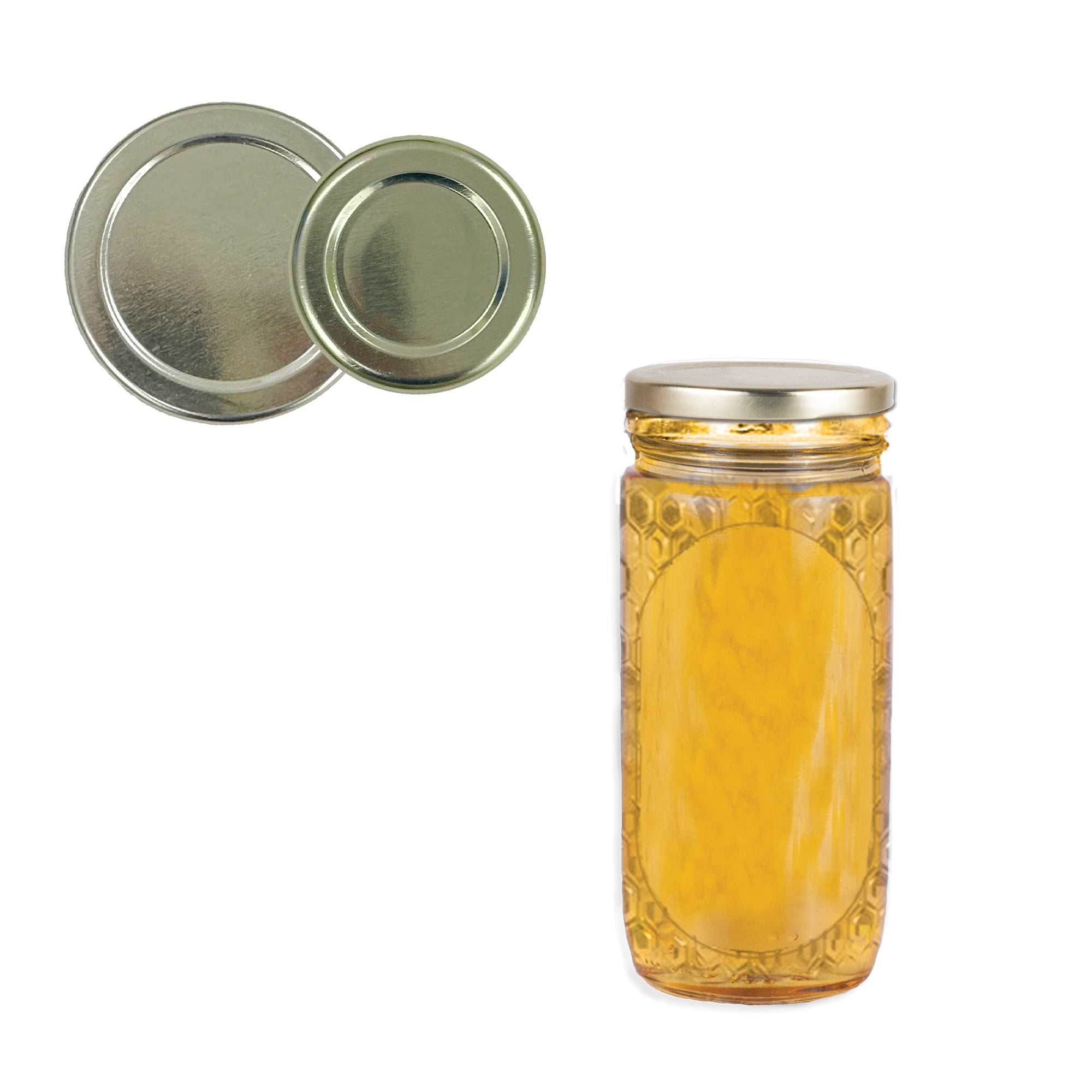 Clear Glass Honeycomb Emboss Cylinder Jar with Lid 8 fl oz (12 Pack)