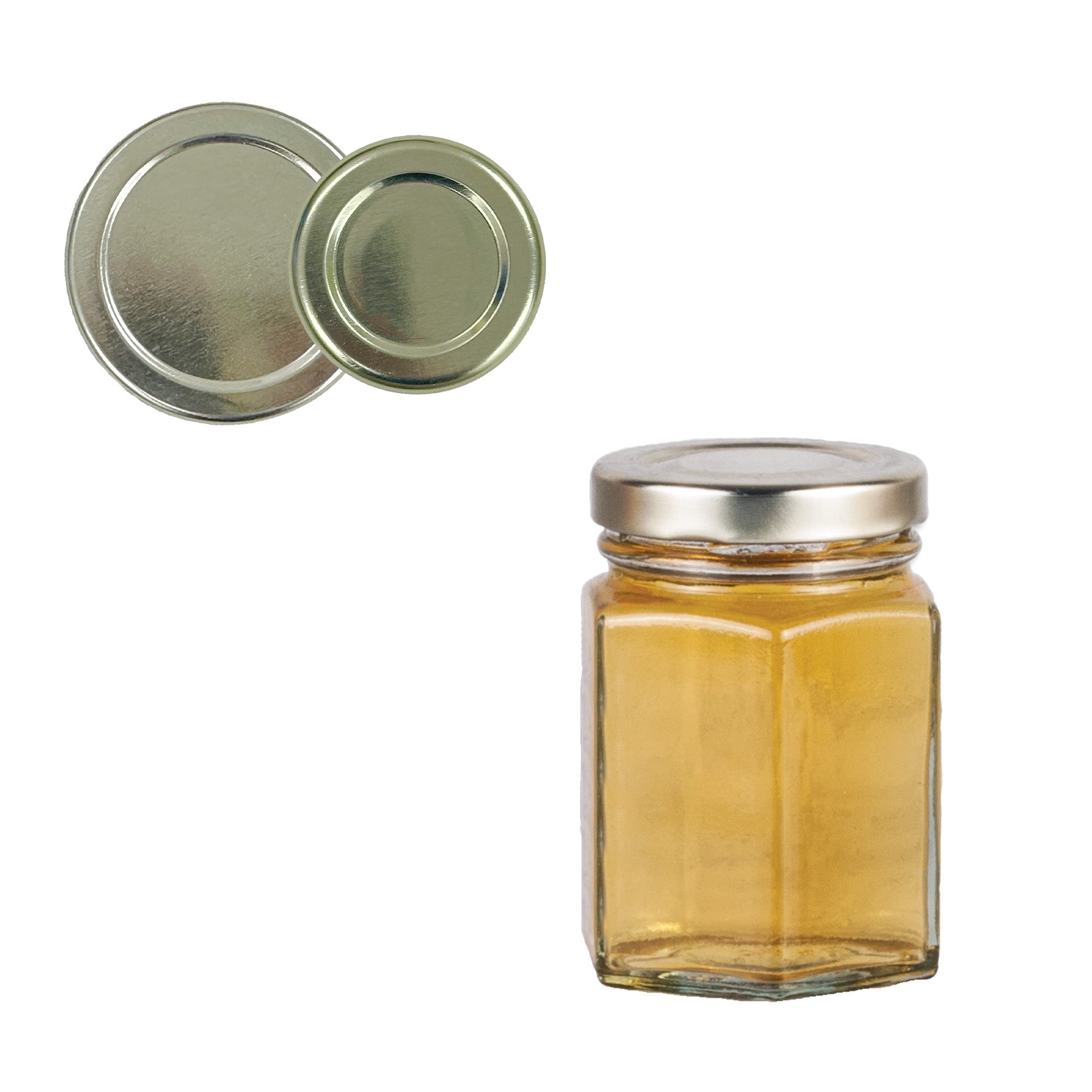 Clear Glass Hexagon (Hex) Jar with Lid 3.75 fl oz (12 Pack)