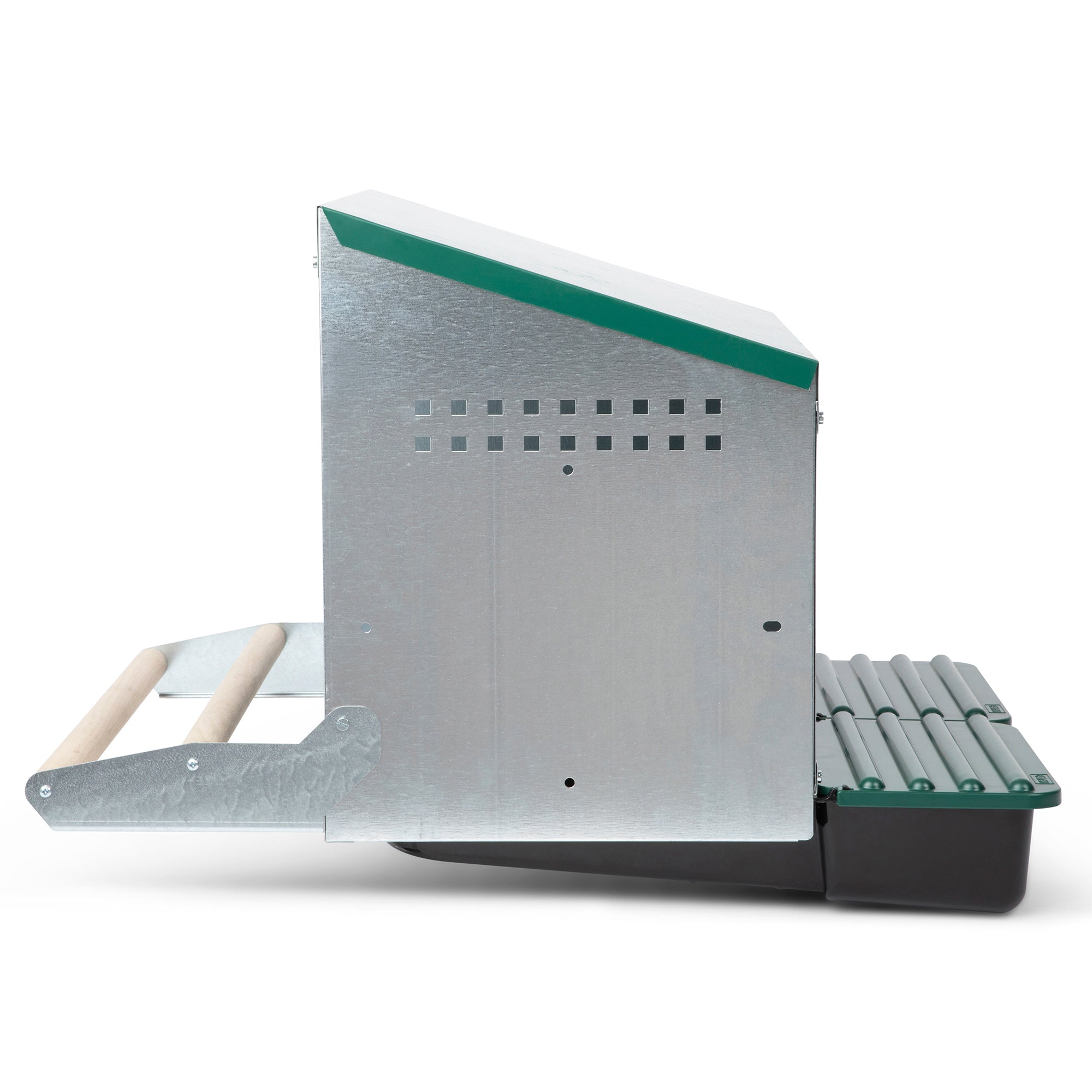 2 Compartment Reverse Roll Away/ Roll Out Chicken Nesting Box with Compact Trays/Lids & Wood Perches