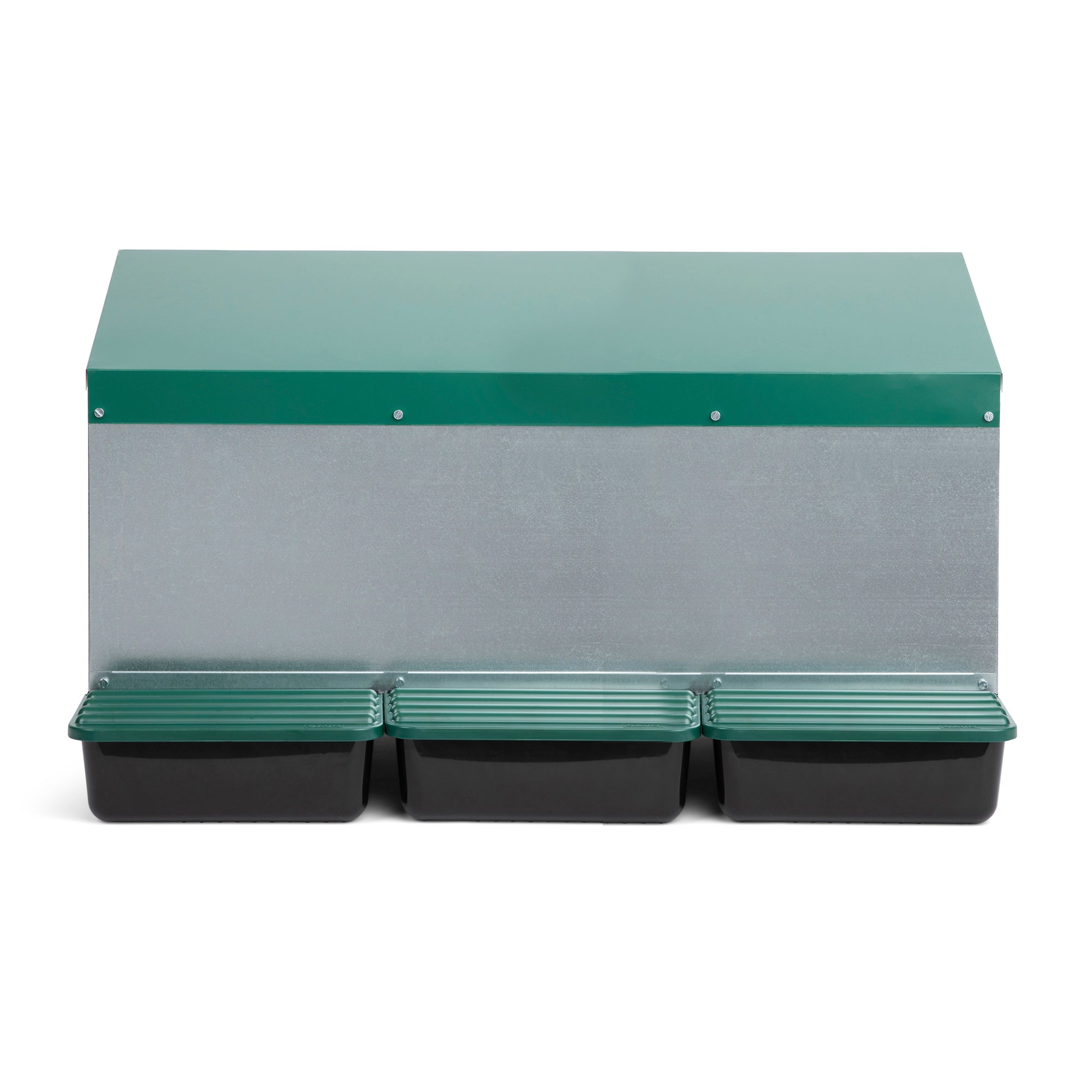 3 Compartment Reverse Roll Away/ Roll Out Chicken Nesting Box with Compact Trays/Lids & Wood Perches
