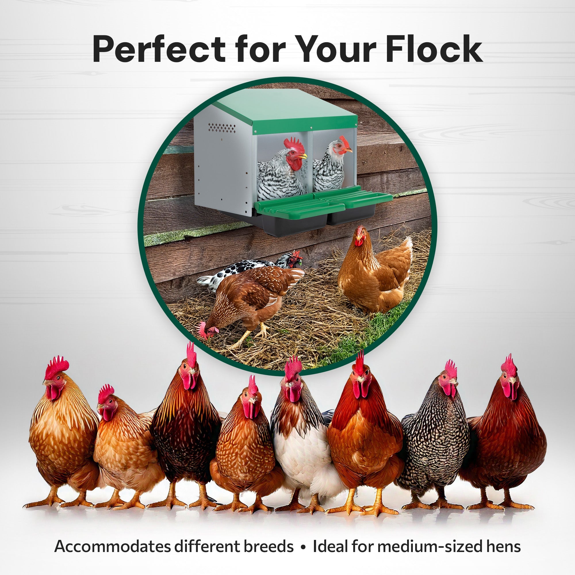 2 Compartment Roll Away/ Roll Out Chicken Nesting Box with Classic Trays/Lids