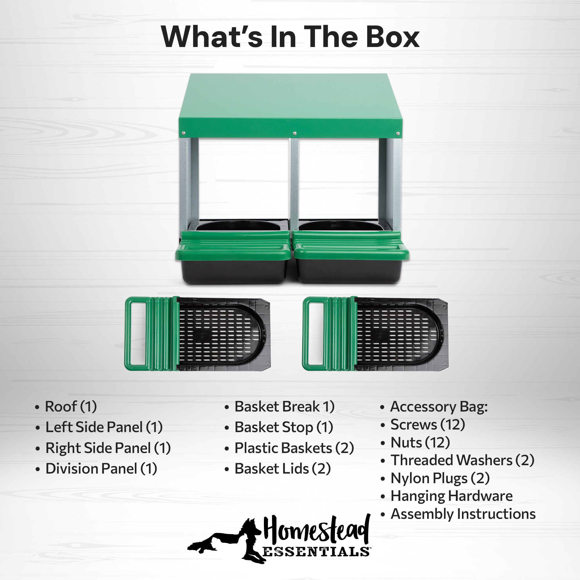 2 Compartment Roll Away/ Roll Out Chicken Nesting Box with Classic Trays/Lids