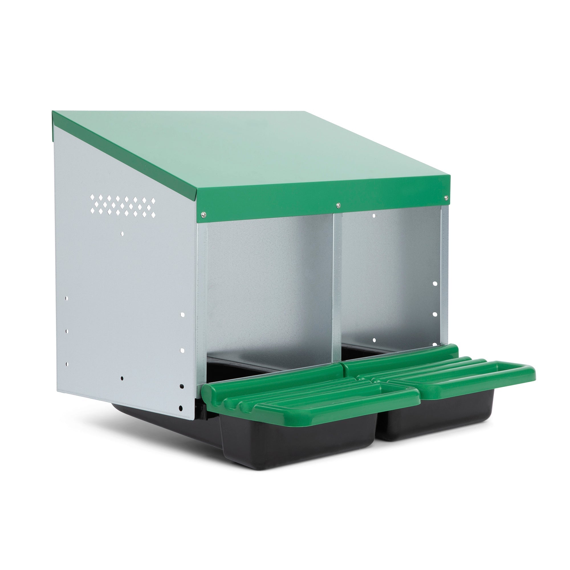 2 Compartment Roll Away/ Roll Out Chicken Nesting Box with Classic Trays/Lids
