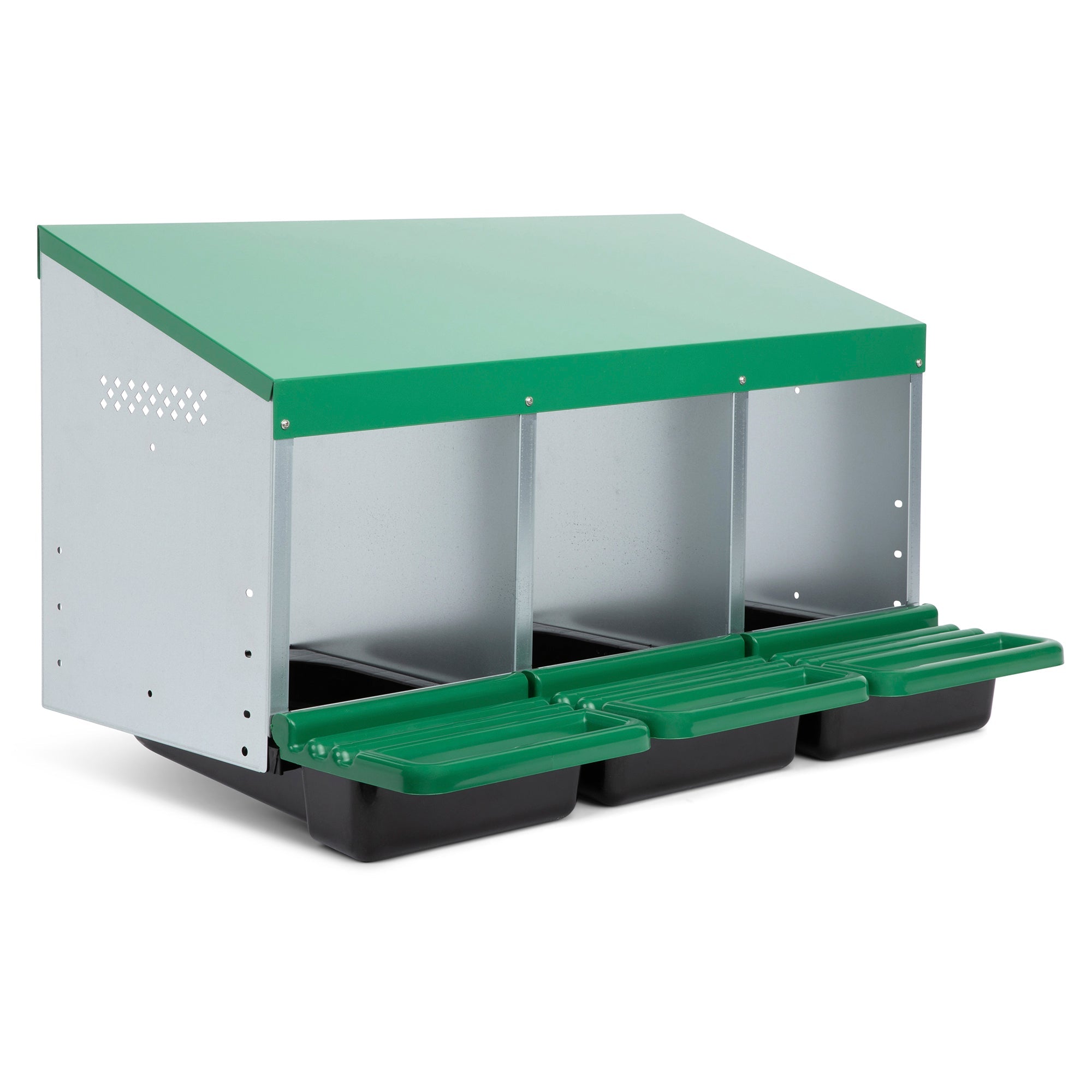 3 Compartment Roll Away/ Roll Out Chicken Nesting Box with Classic Trays/Lids
