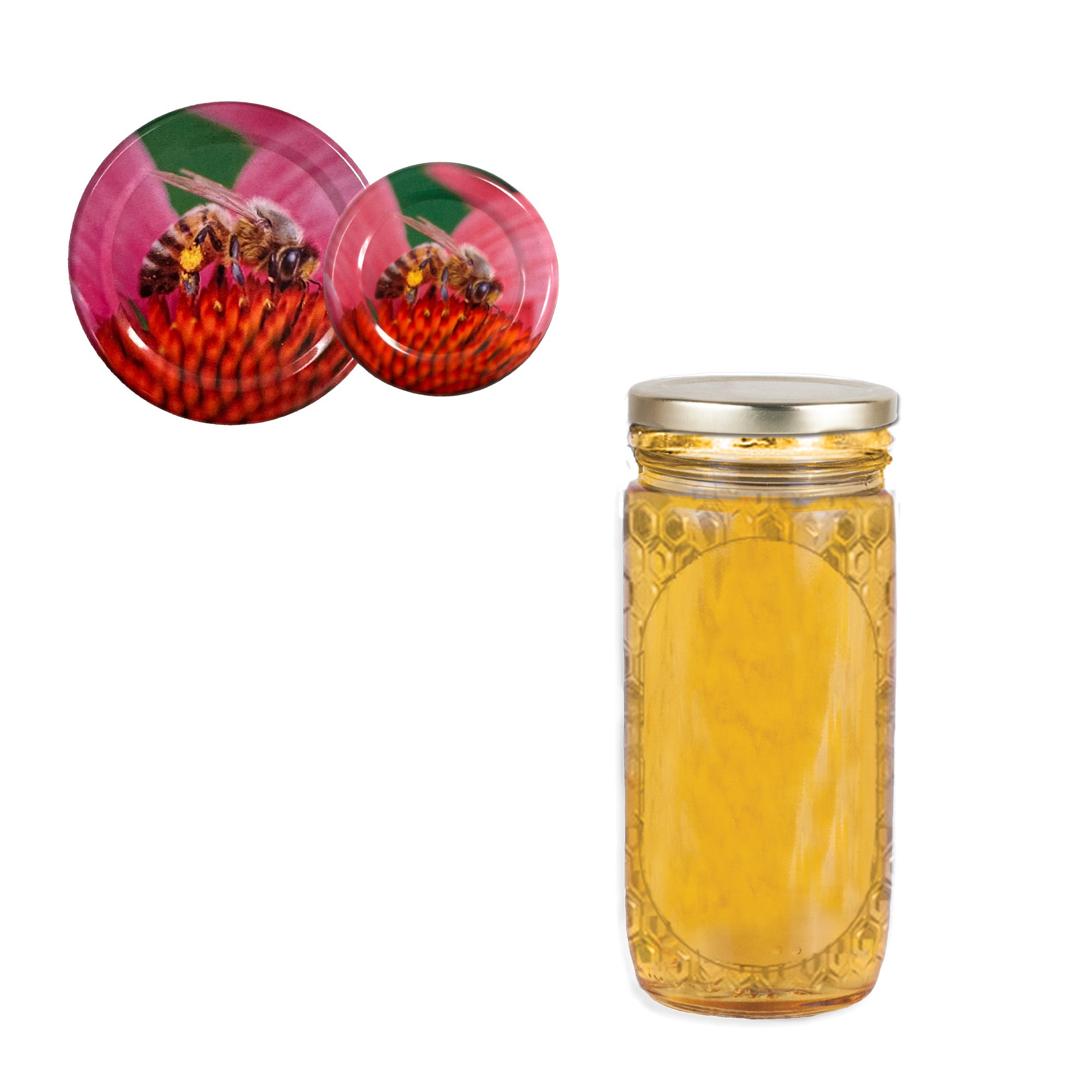 Clear Glass Honeycomb Emboss Cylinder Jar with Lid 8 fl oz (12 Pack)