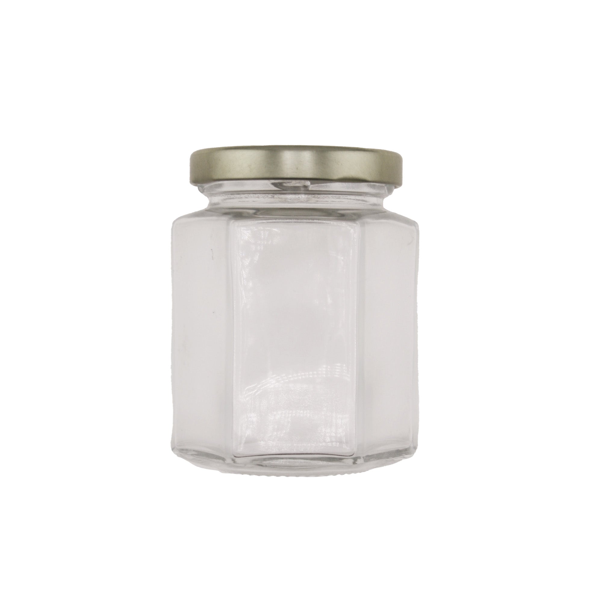Clear Glass Hexagon (Hex) Jar with Lid 6 fl oz (12 Pack)