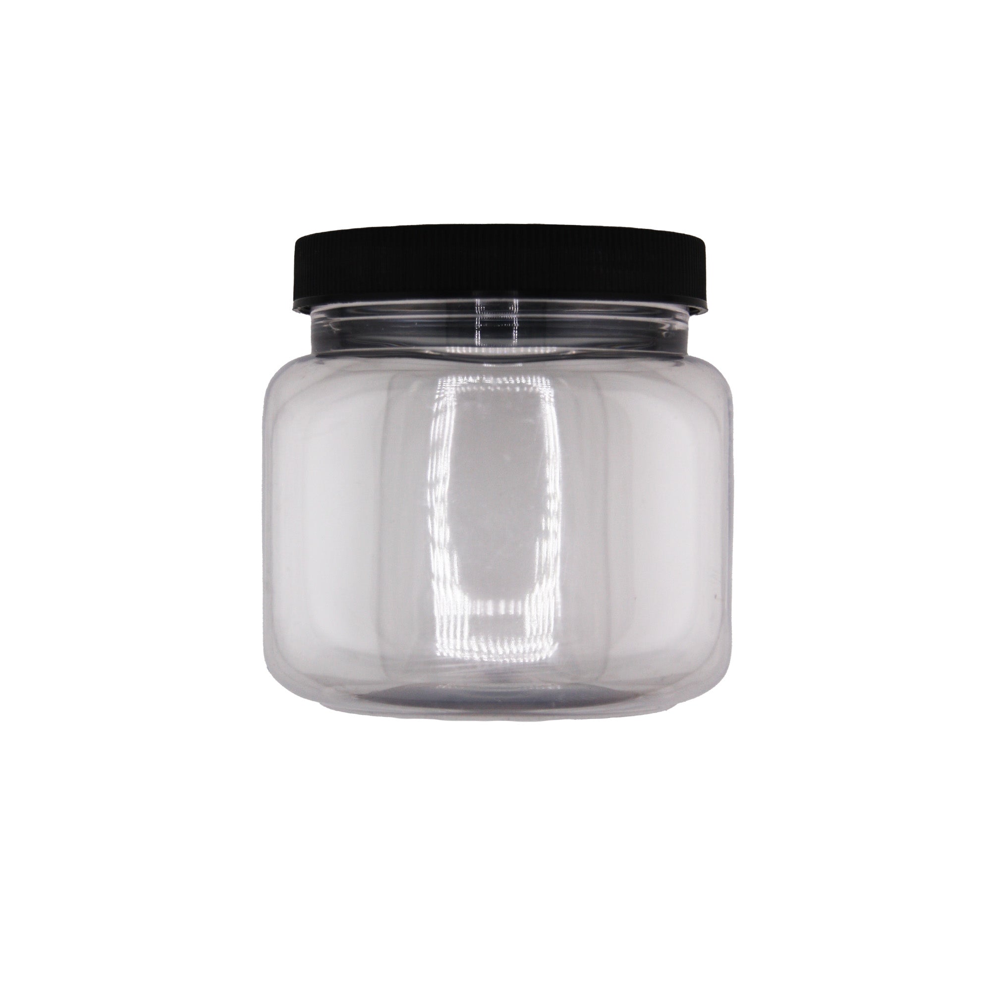 Clear Plastic Square Container with Black Lined Lids 10.67 fl oz (49 Pack)