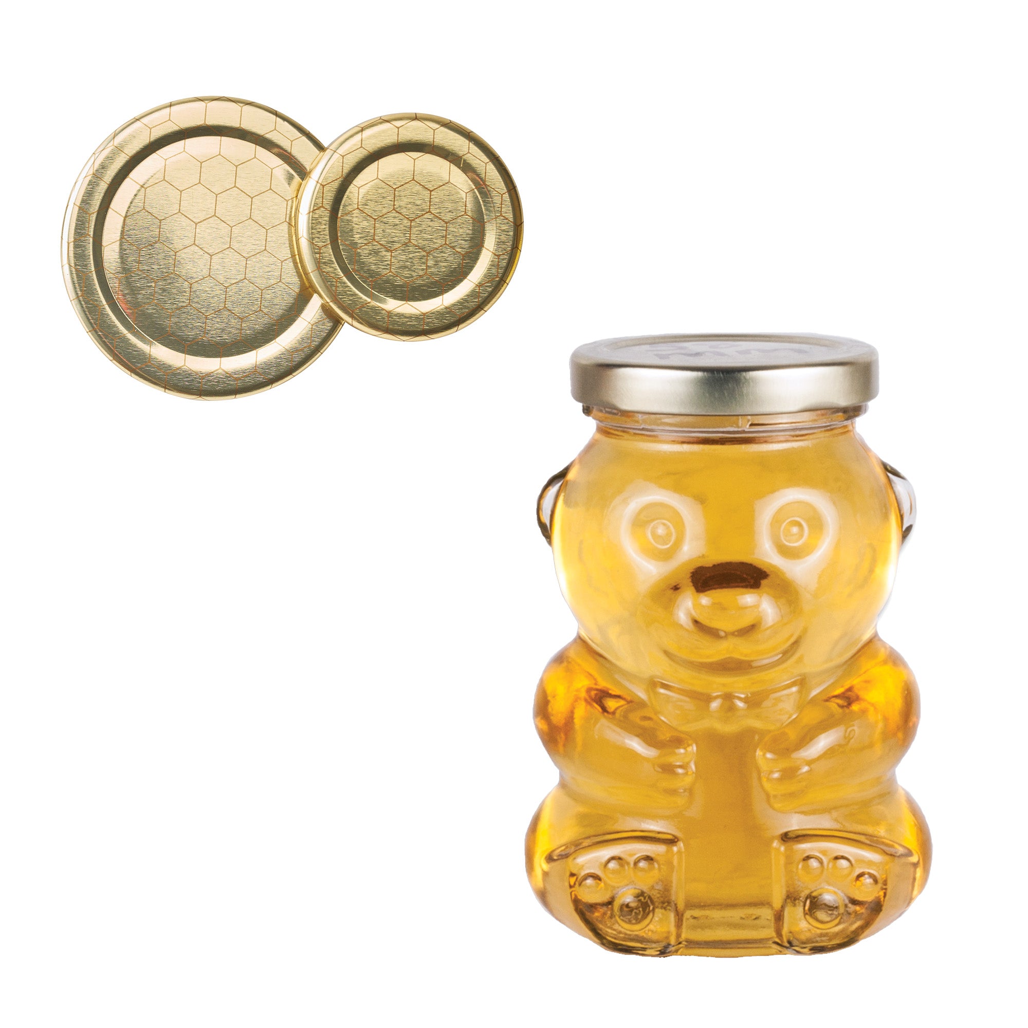 Clear Glass Honey Bear Jar with Lid 8 fl oz (12 Pack)