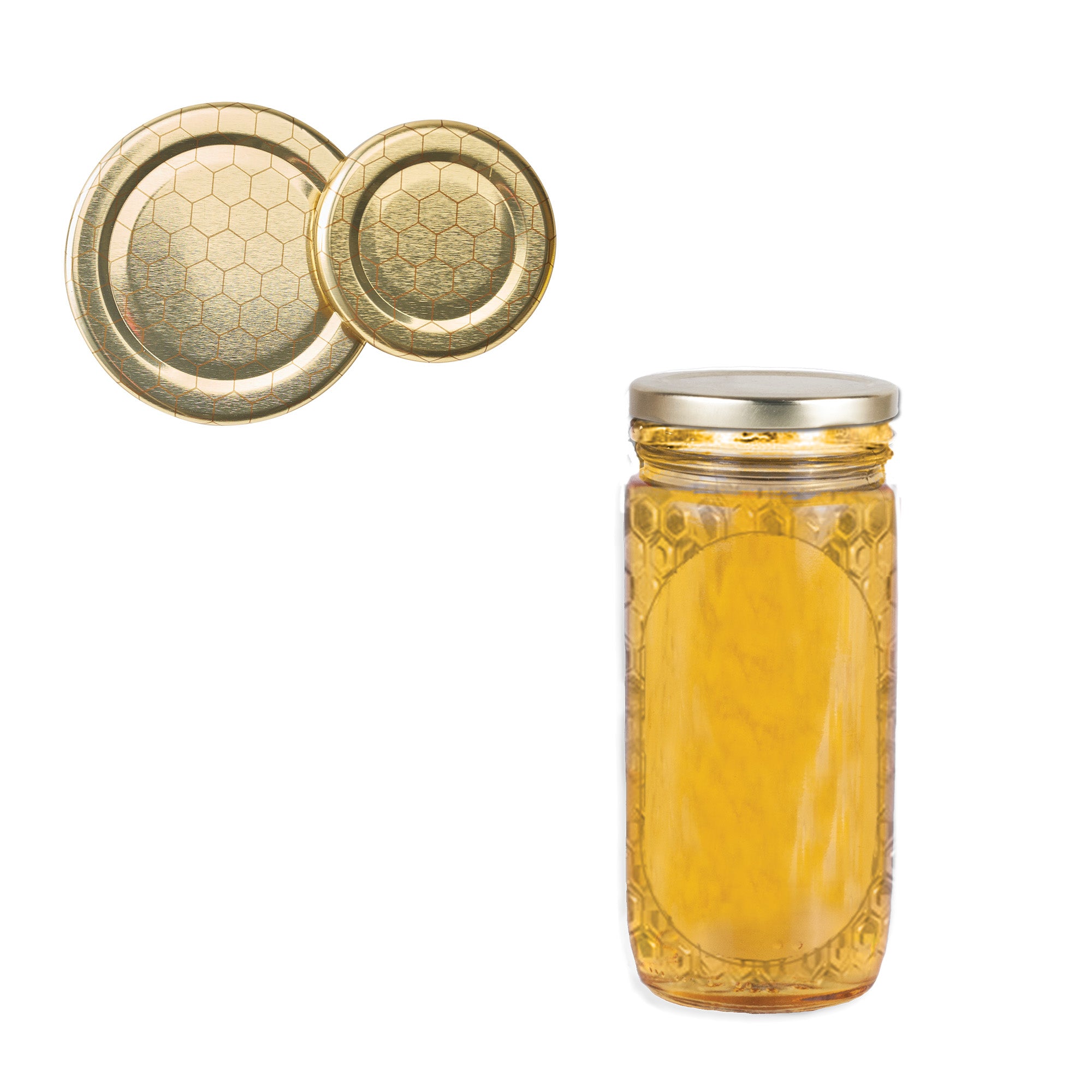 Clear Glass Honeycomb Emboss Cylinder Jar with Lid 8 fl oz (12 Pack)