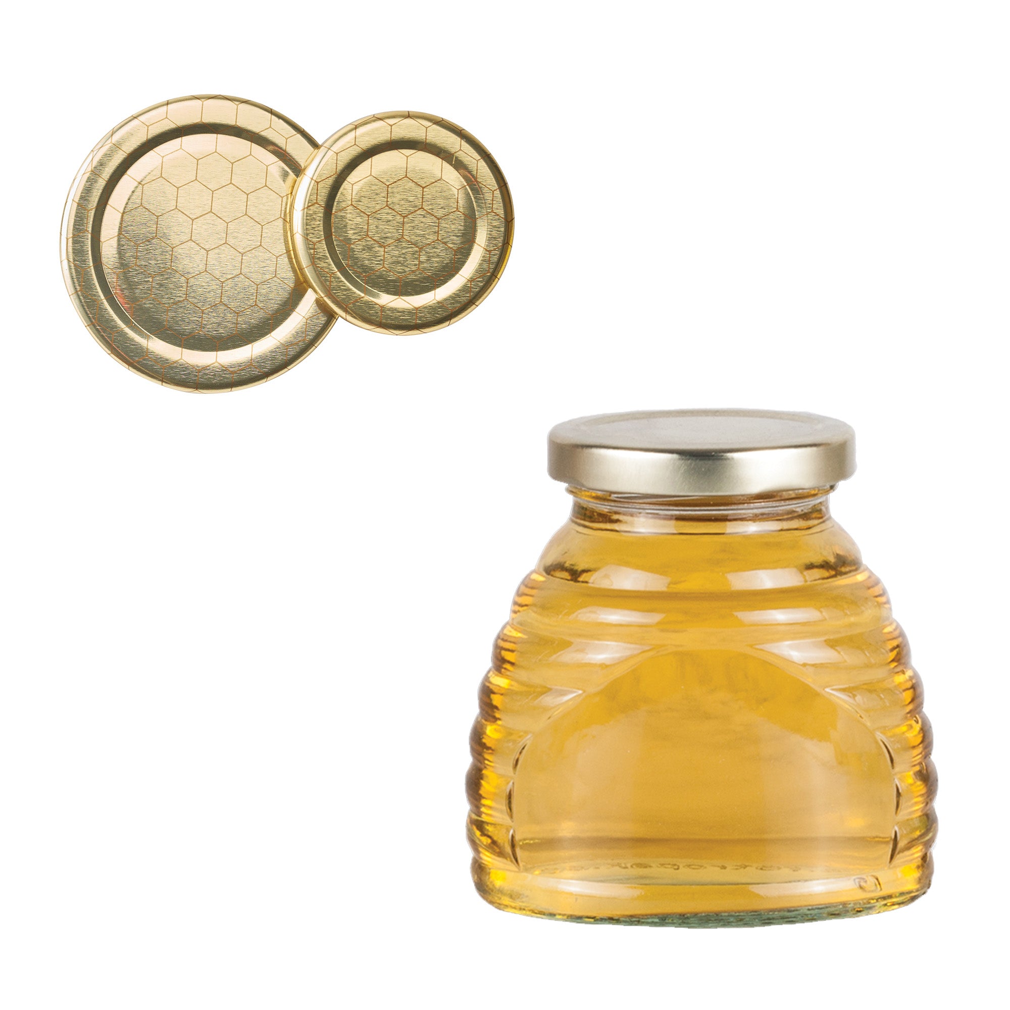 Clear Glass Classic Beehive Skep Jar with Lid 2 fl oz (24 Pack)
