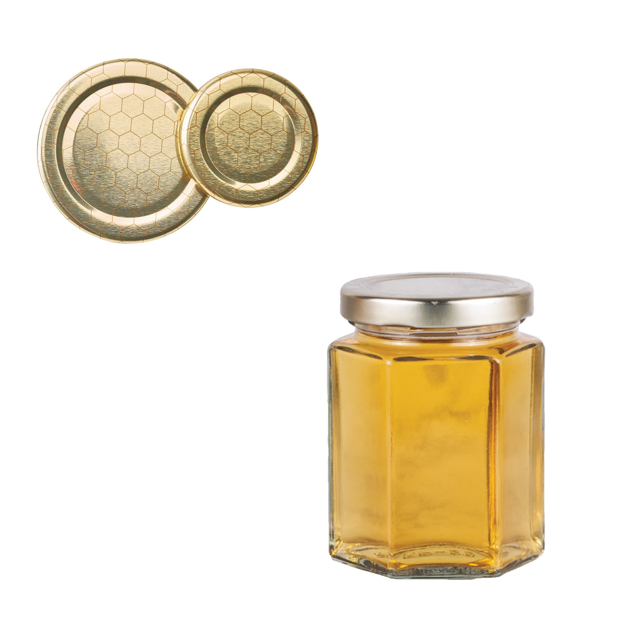 Clear Glass Hexagon (Hex) Jar with Lid 6 fl oz (12 Pack)