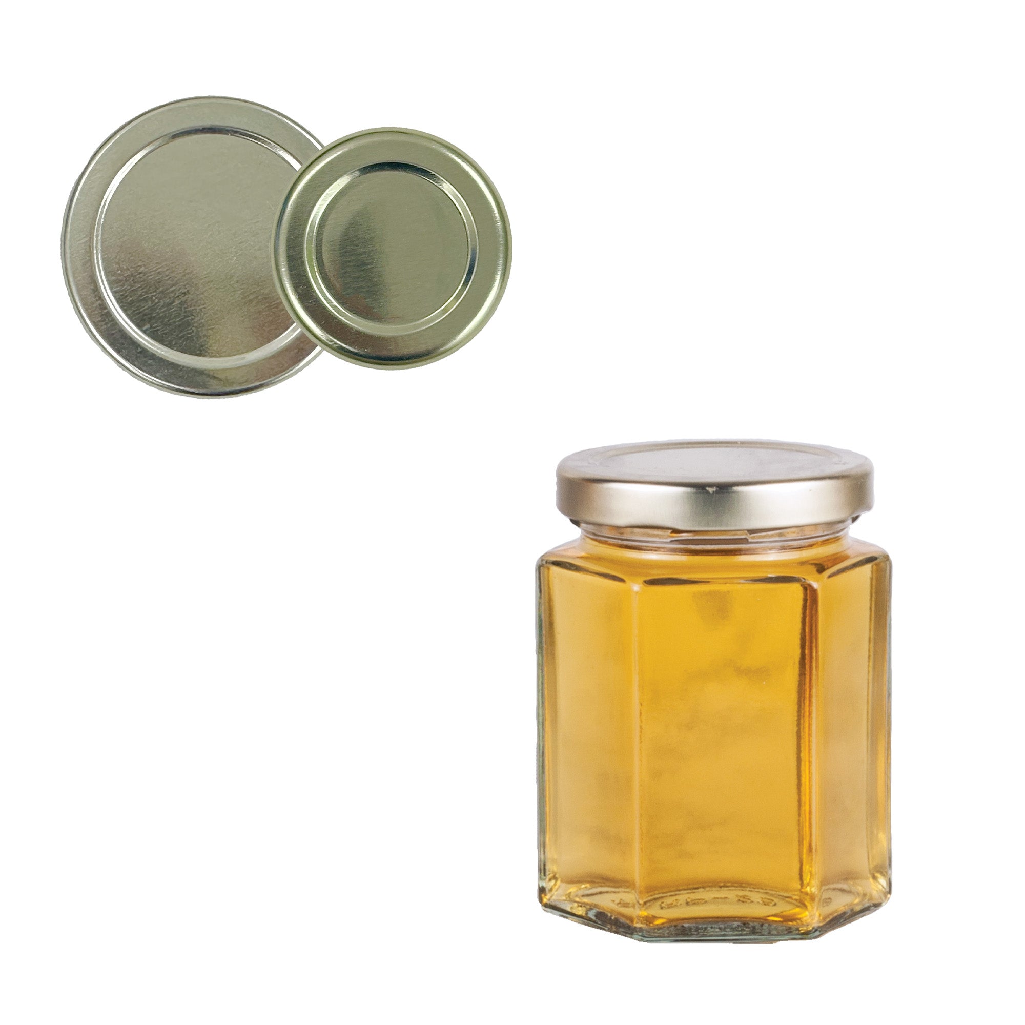 Clear Glass Hexagon (Hex) Jar with Lid 6 fl oz (12 Pack)