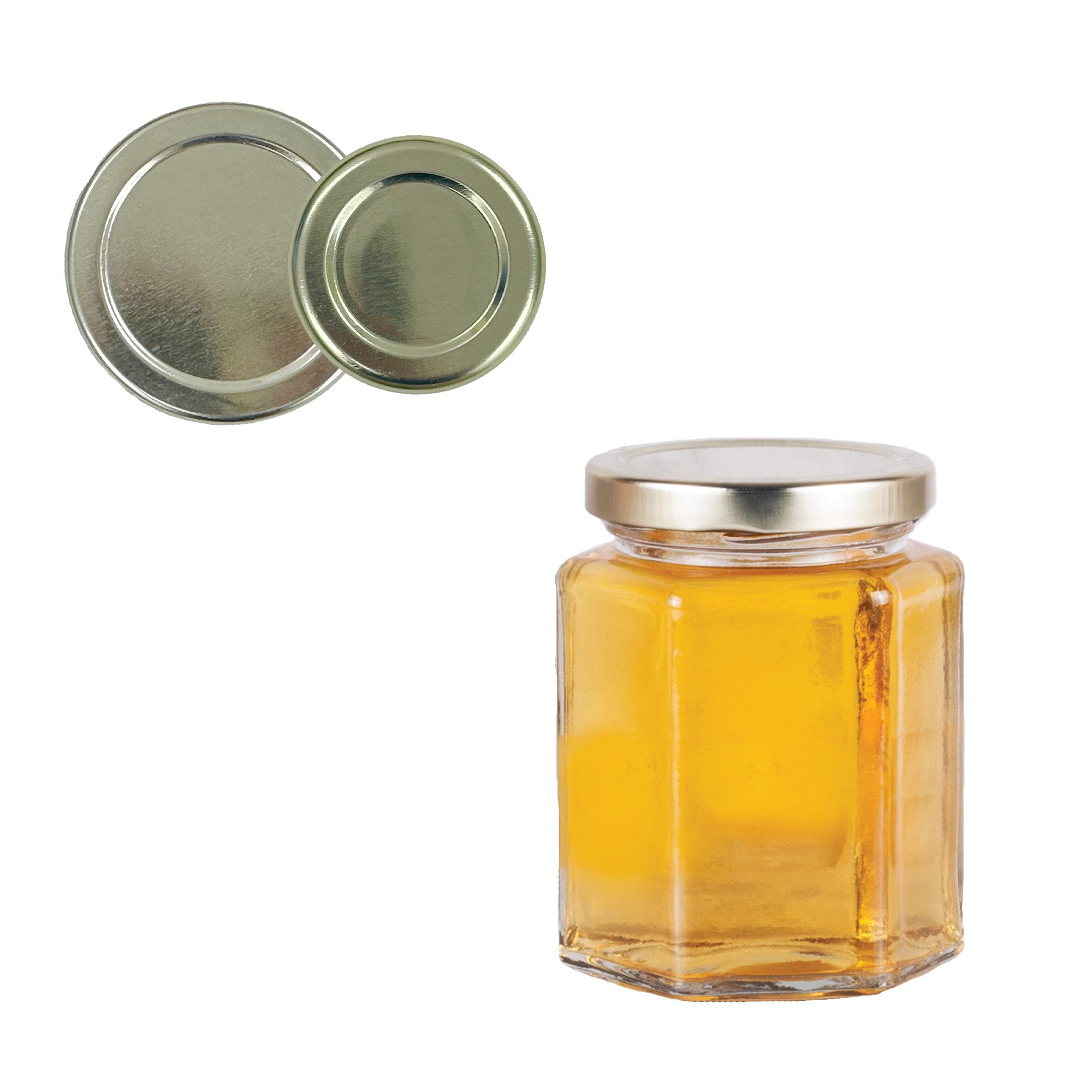 Clear Glass Hexagon (Hex) Jar with Lid 9 fl oz (12 Pack)