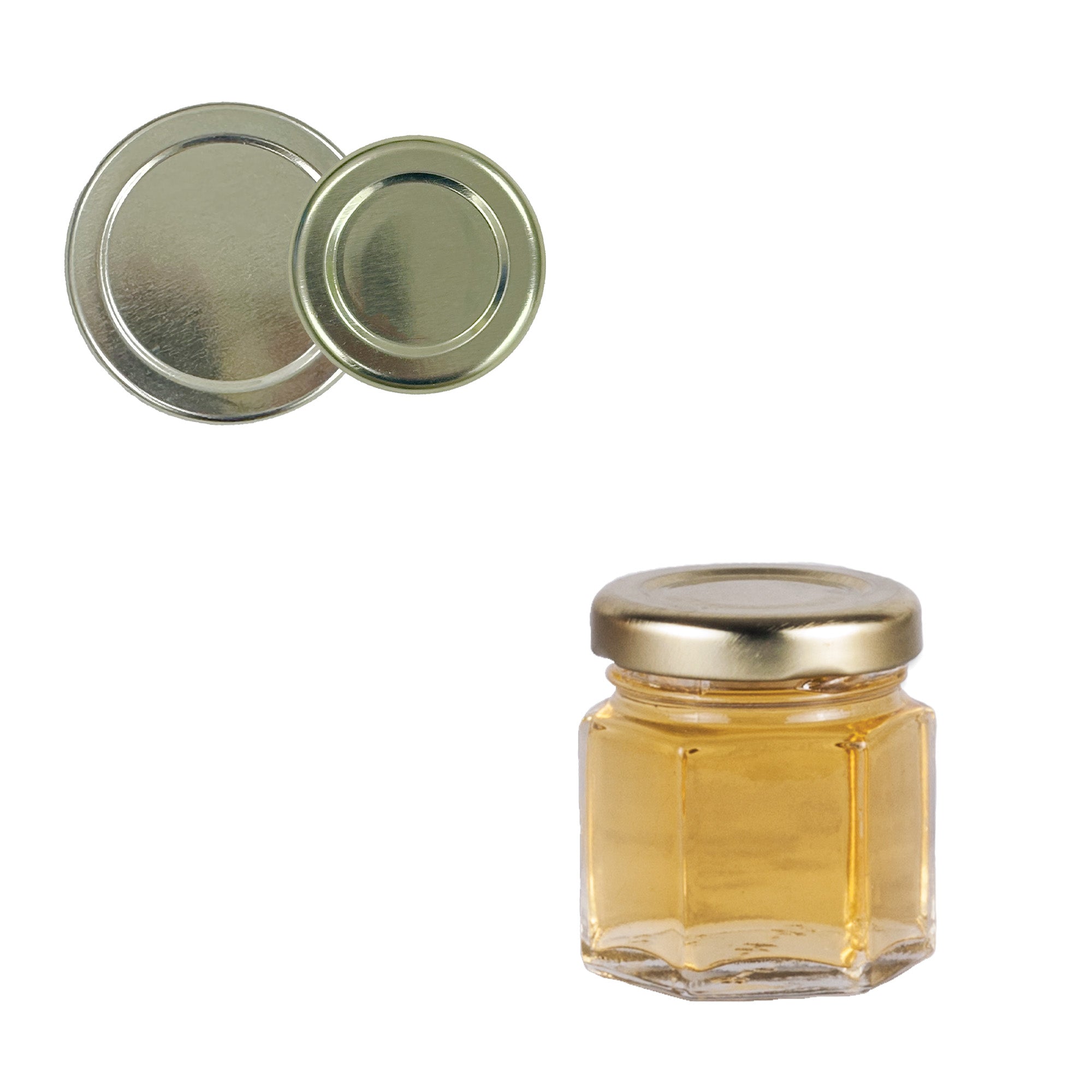 Clear Glass Hexagon (Hex) Jar with Lid 1.5 fl oz (24 Pack)