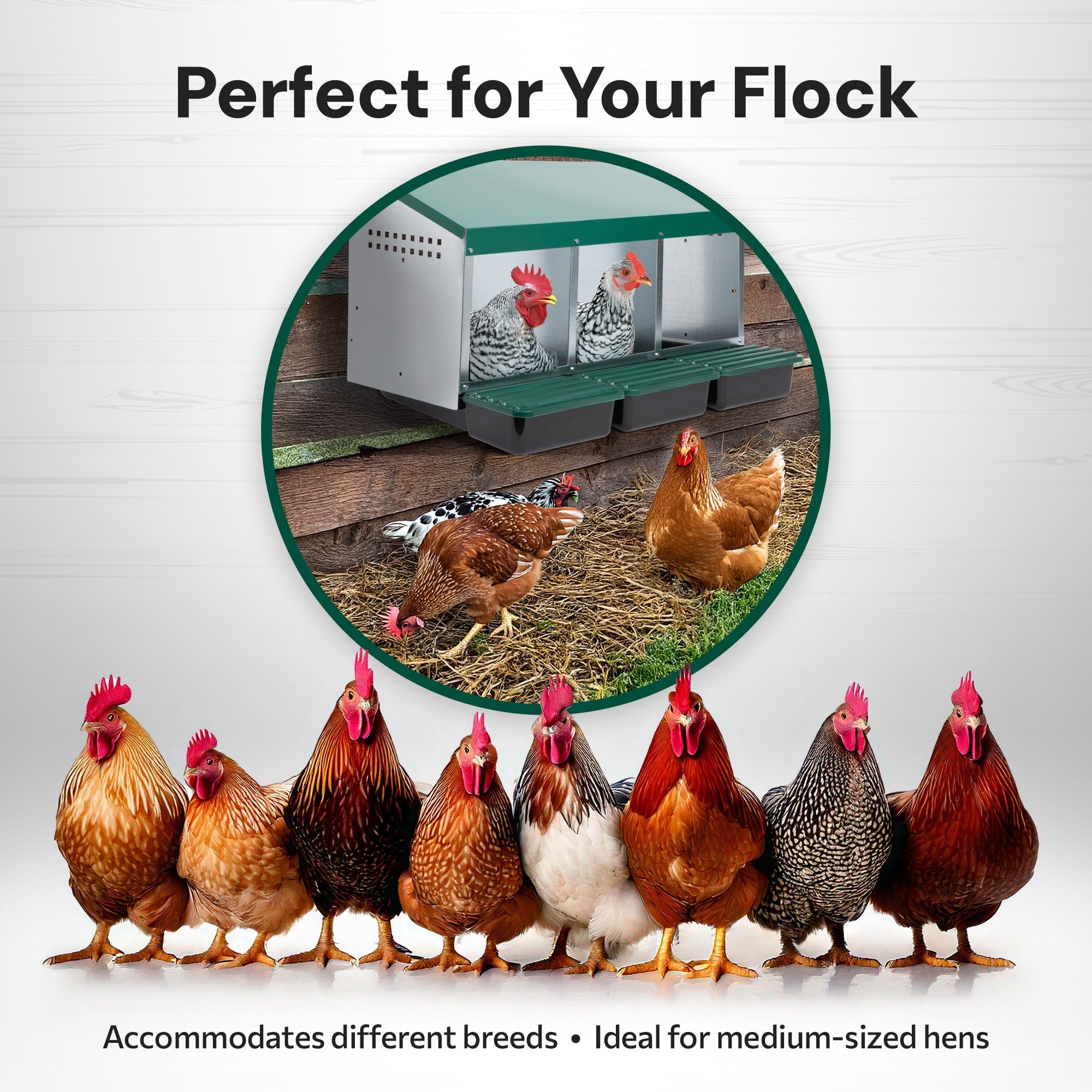 3 Compartment Roll Away/ Roll Out Chicken Nesting Box with Compact Trays/Lids