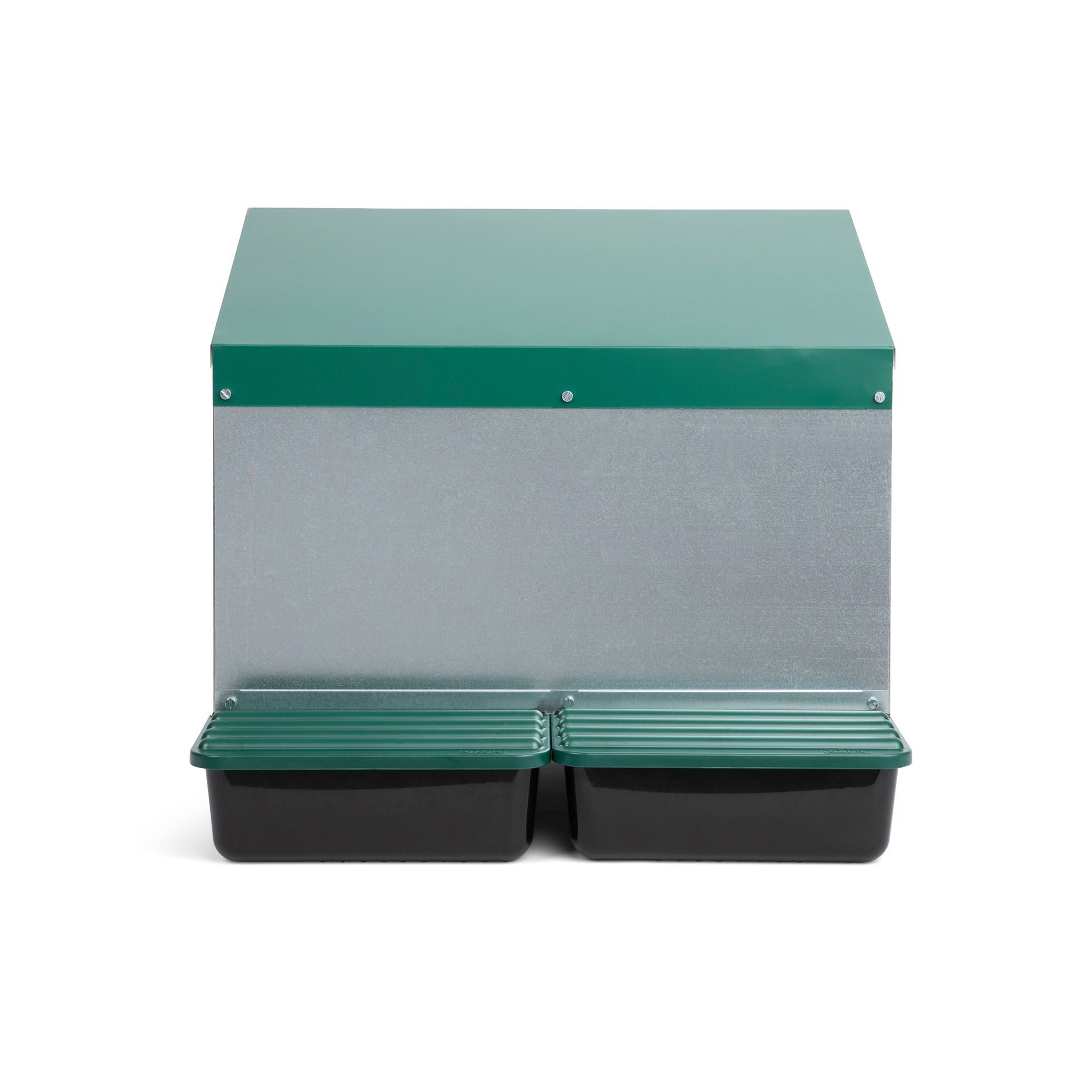 2 Compartment Reverse Roll Away/ Roll Out Chicken Nesting Box with Compact Trays/Lids & Wood Perches
