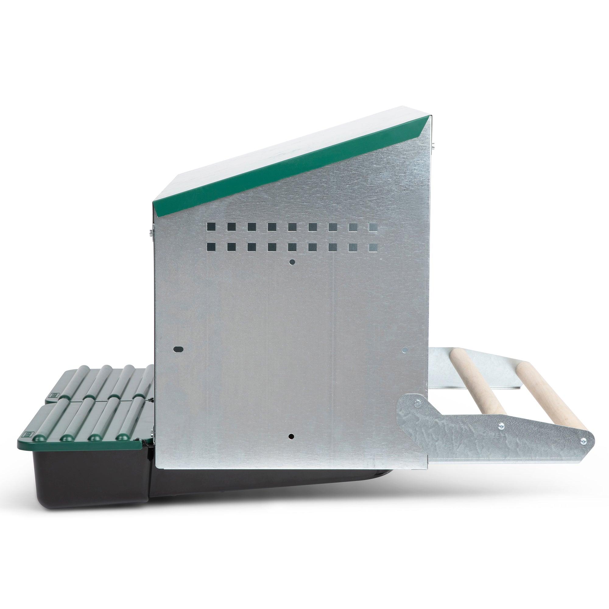 2 Compartment Reverse Roll Away/ Roll Out Chicken Nesting Box with Compact Trays/Lids & Wood Perches