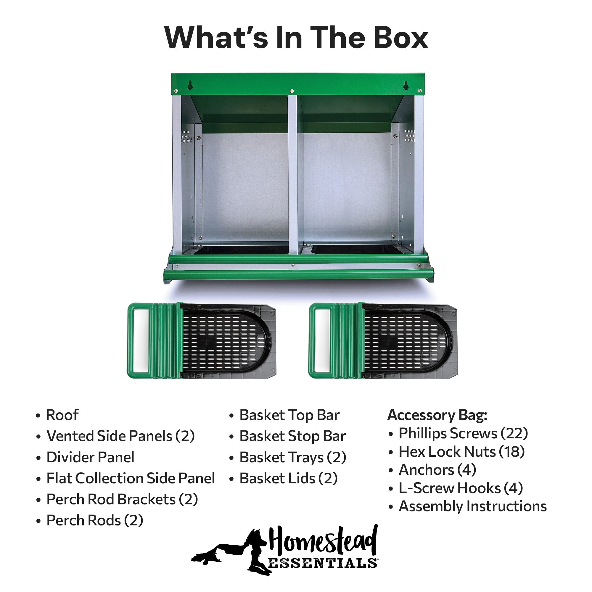 Galvanized Chicken Nesting Box with External Egg Collection System