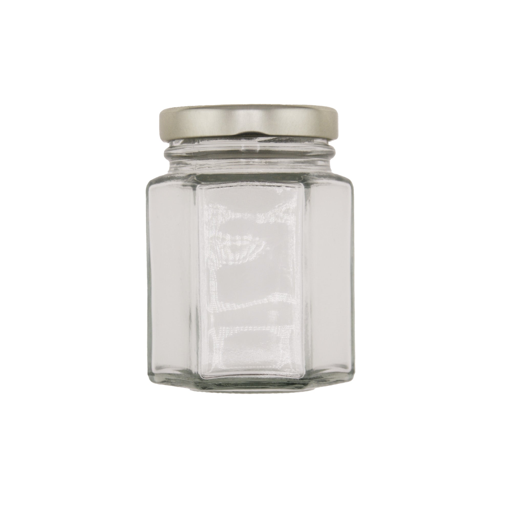 Clear Glass Hexagon (Hex) Jar with Lid 3.75 fl oz (12 Pack)