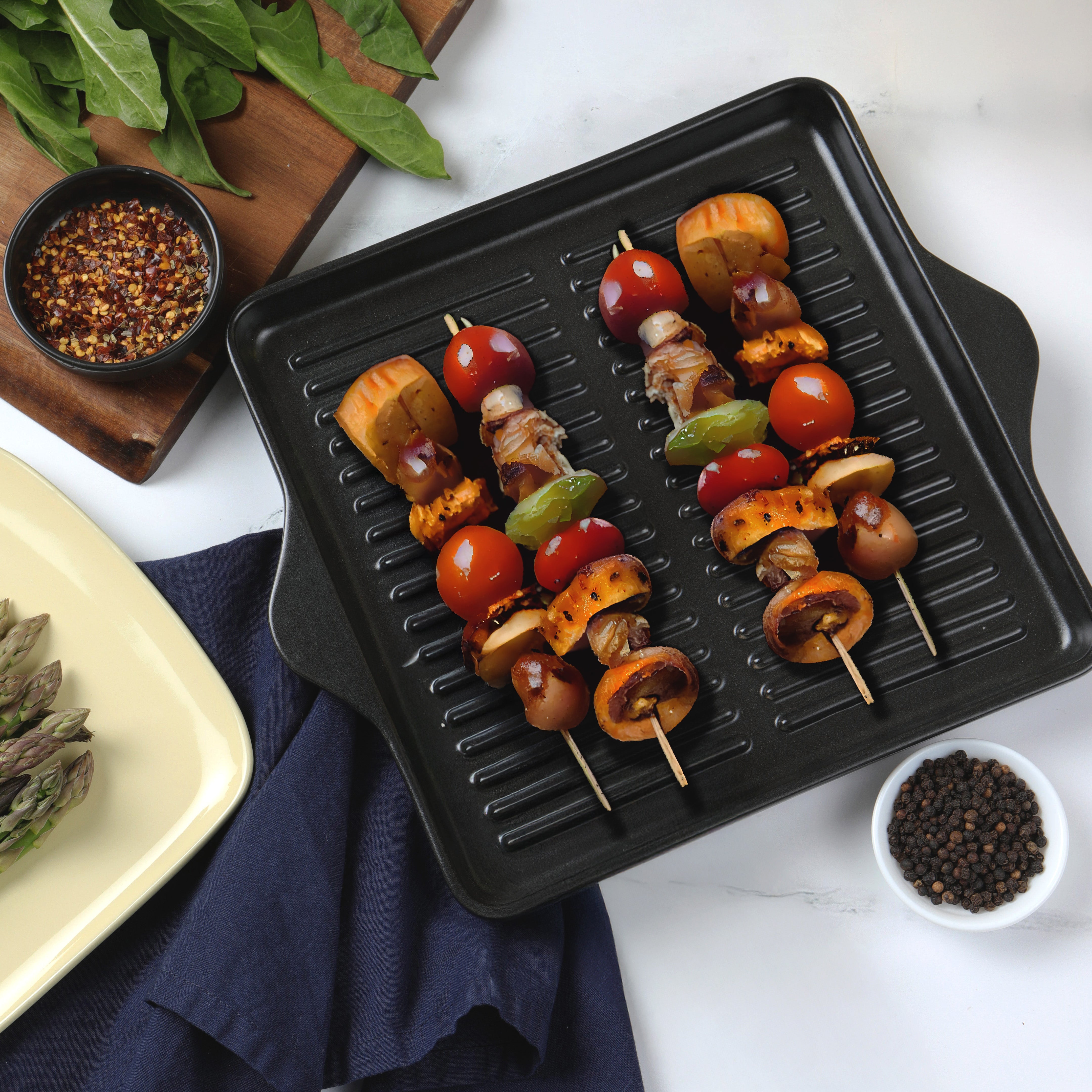 Indoor/Outdoor Ceramic Stoneware Grill Pan